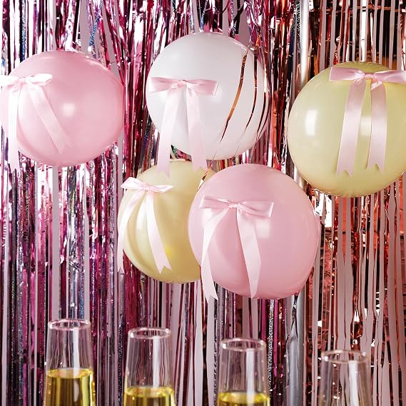 YGDZ Pink Bows 30PCS, Satin Ribbon Bow 5x7'', Large Twist Tie Bows for Gift Wrapping, Balloons, for Party, Cake, Craft