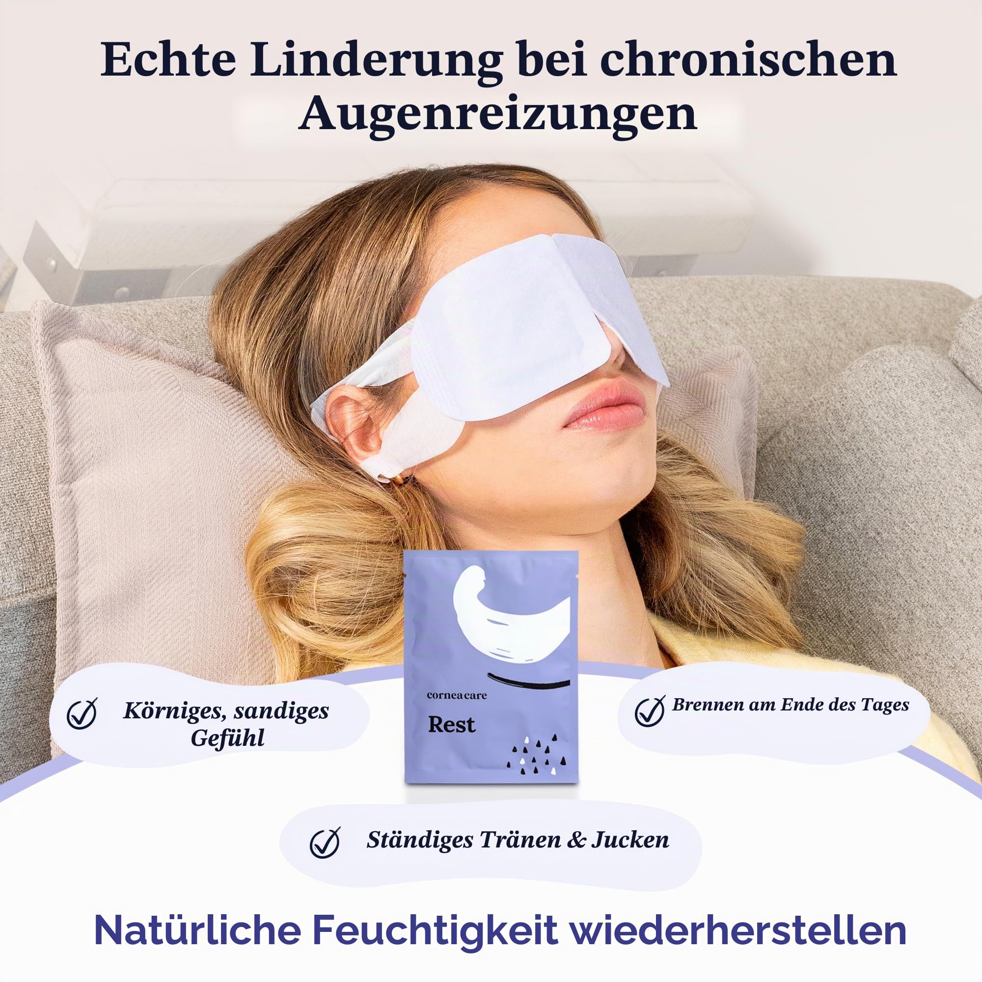 CorneaCare Ruhe: Selbsterwärmende warme Kompresse für trockene Augen, beheizte Augenmaske für schnelle Linderung, Dampfmaske zur Stilbehandlung, keine Mikrowelle oder Waschlappen erforderlich