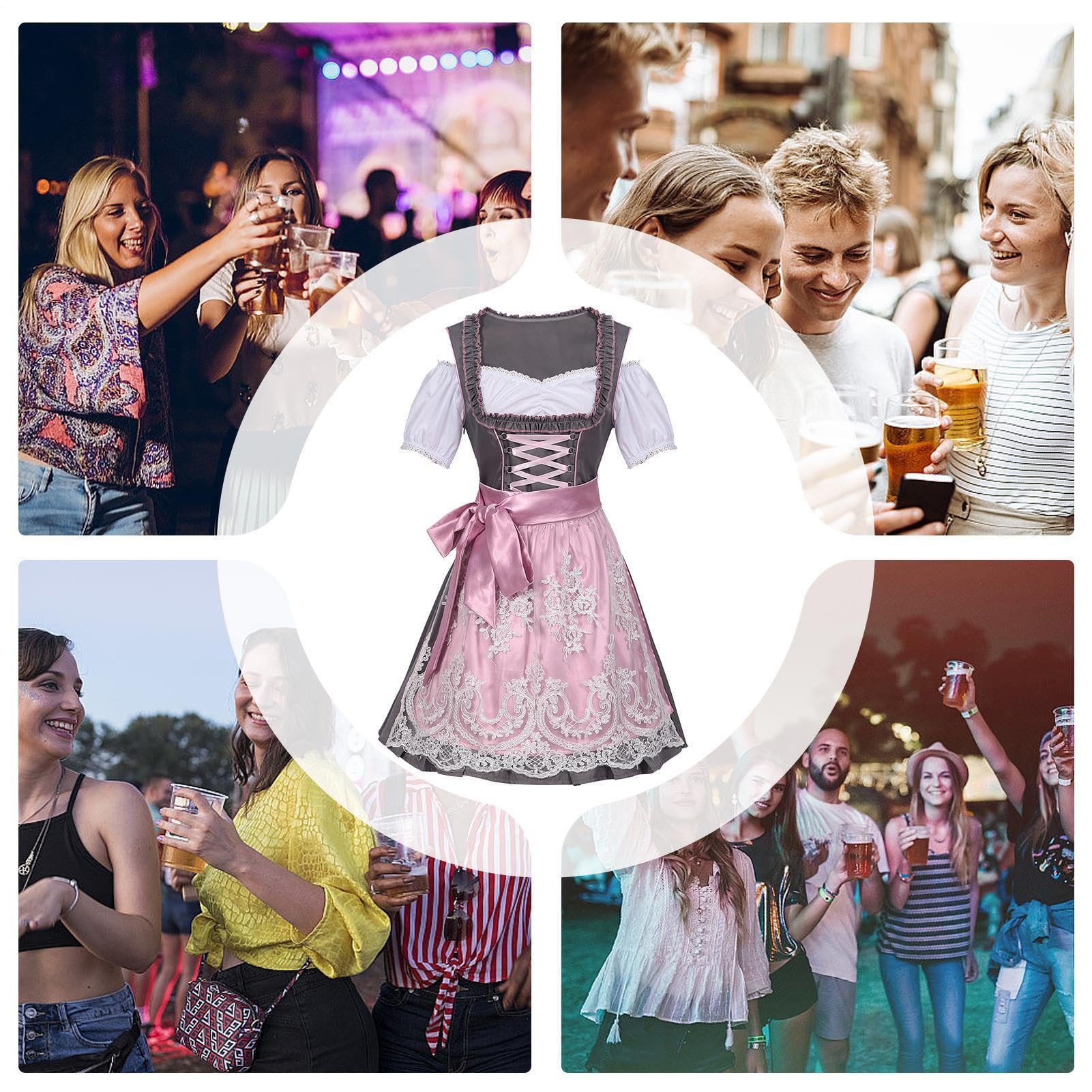 Kostiumy na Oktoberfest Kobiety,Kobiety Sukienka Dirndl 1 zestaw