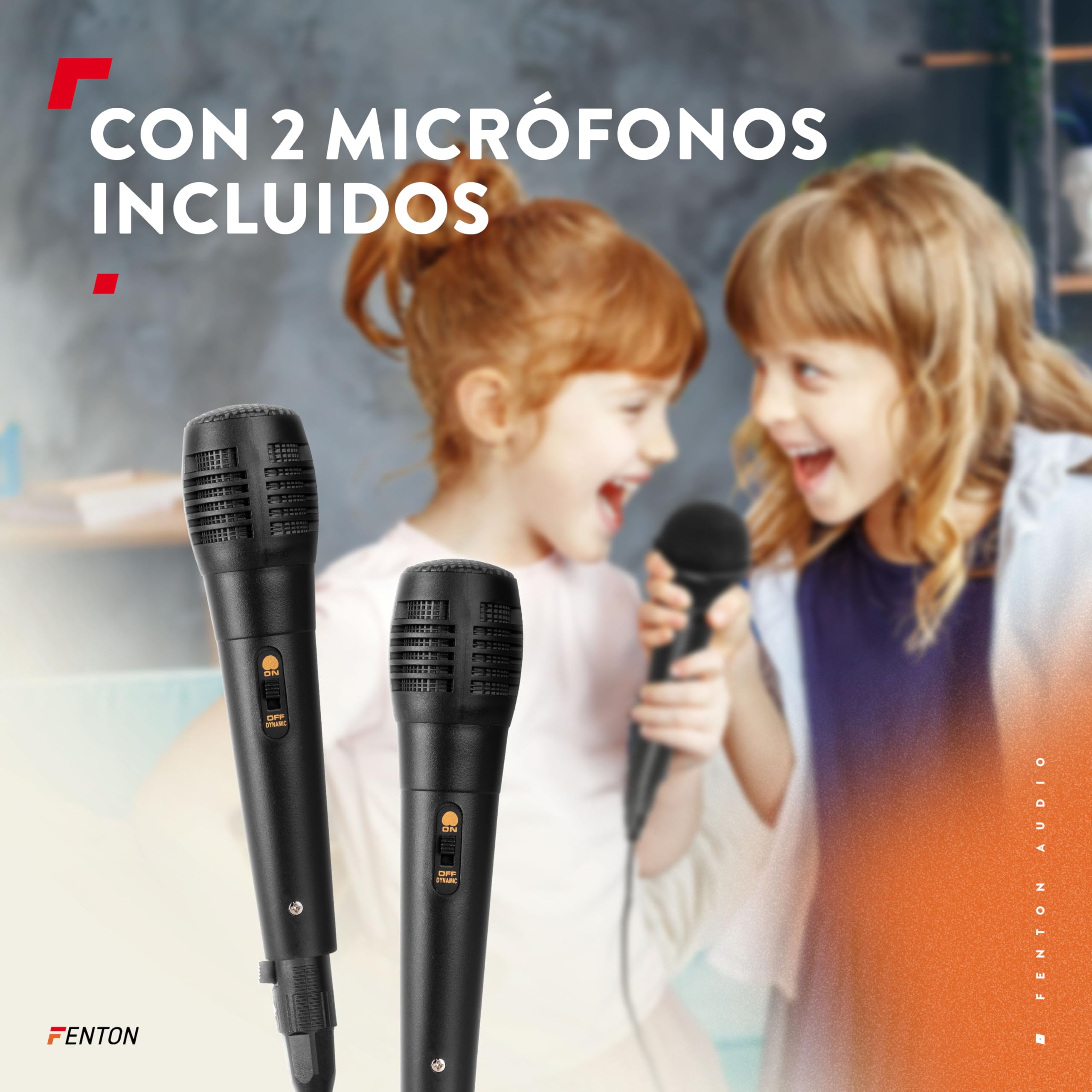 Fenton KAR50P Altavoz karaoke Bluetooth con batería y 2 micrófonos