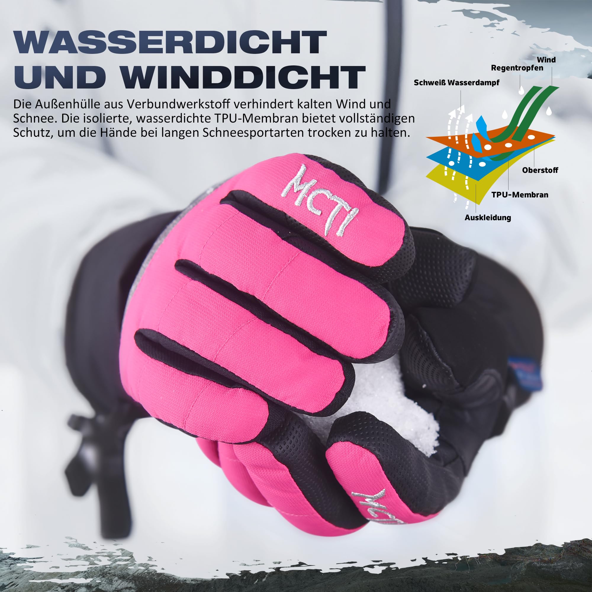 Guanti Sci Invernali Donna Touch Screen Impermeabile Guanti Snowboard Ciclismo Termici