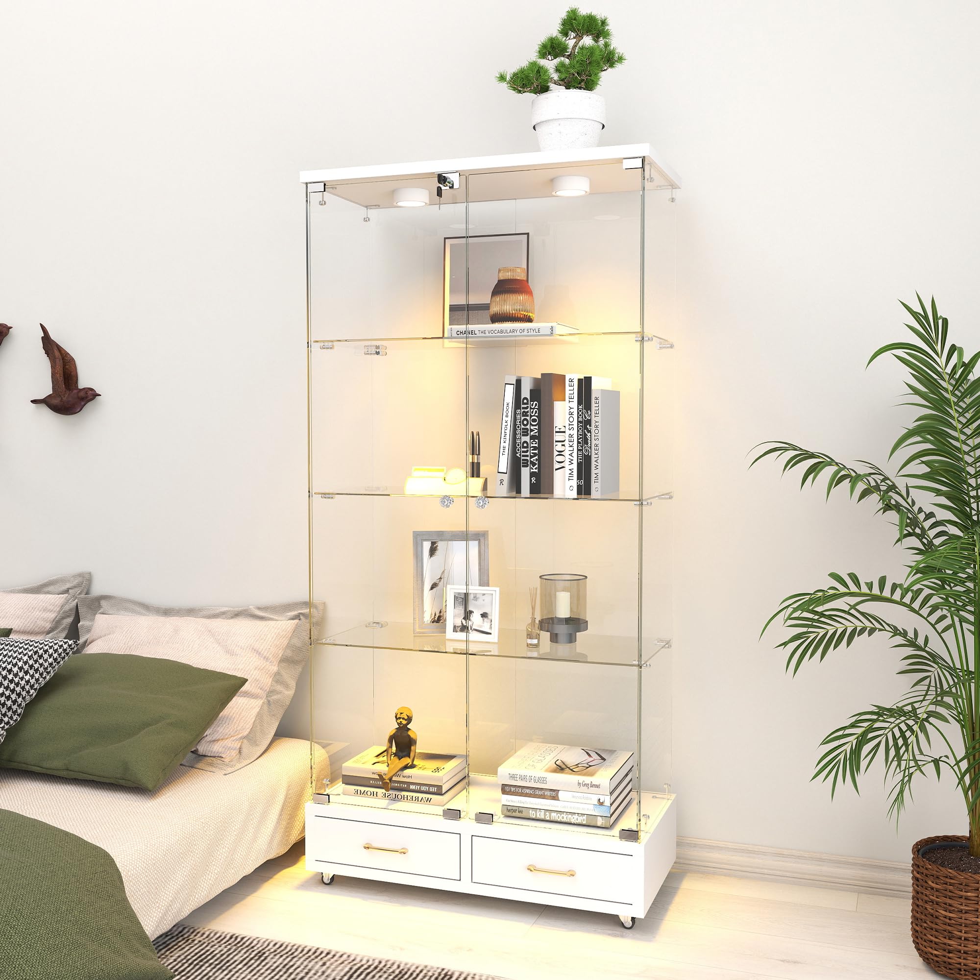 Amazon.co.jp: 森風ShinrinKaze ショーケース ガラスケース 4段【13