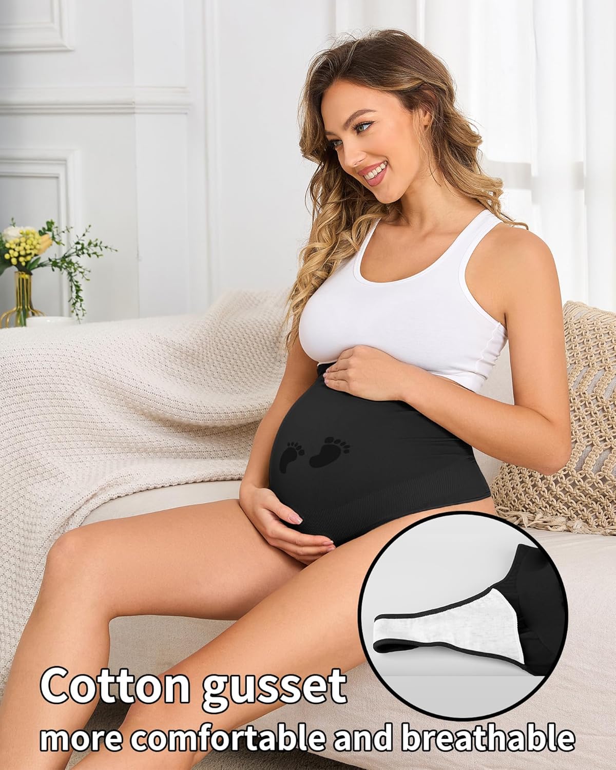 Maternity Thongs for Women,Seamless Maternity Underwear Over Bump Maternity Panties for Pregnancy Postpartum - Image 5