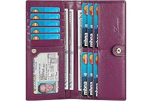 Lavemi Women's RFID Blocking Real Leather Zip Around Wallet Clutch