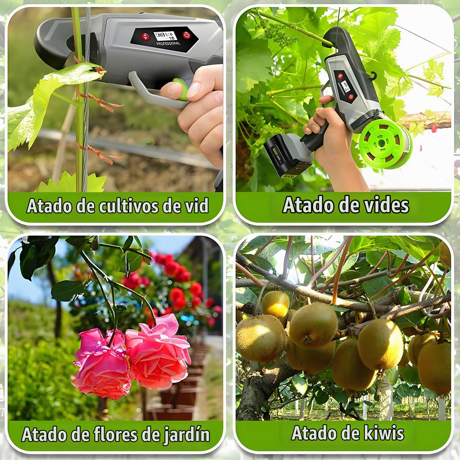 Máquina para Atar Viñas, Máquina Eléctrica para Atar Plantas De Jardinería, Pistola para Atar Hortalizas, Uvas, Tomates, Pepinos, Pimientos Y Flores, Atadora Eléctrica De Plantas, 2 Baterías