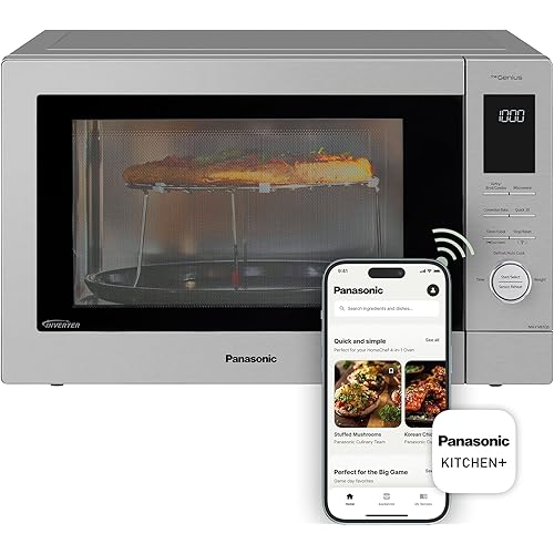Panasonic HomeChef 4-in-1 Countertop Microwave Air Fryer Combo, Time-Saving 20 Presets + App-Linked Recipes, 1000W 1.2 cu ft Inverter Multi Oven & Convection Tech – NN-CV87QS Stainless Steel