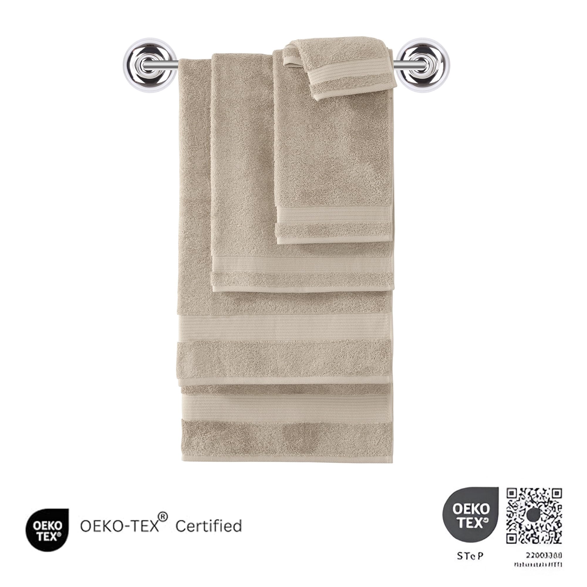 REGAL RUBY Asciugamani Da Bagno Grigi 100% Cotone Turco - Extra Assorbenti E Asciugatura Rapida, 68x137 Cm, Set - 3