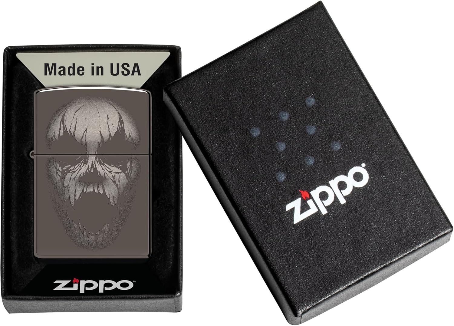 Zippo Screaming Monster Design Black Ice Pocket Lighter