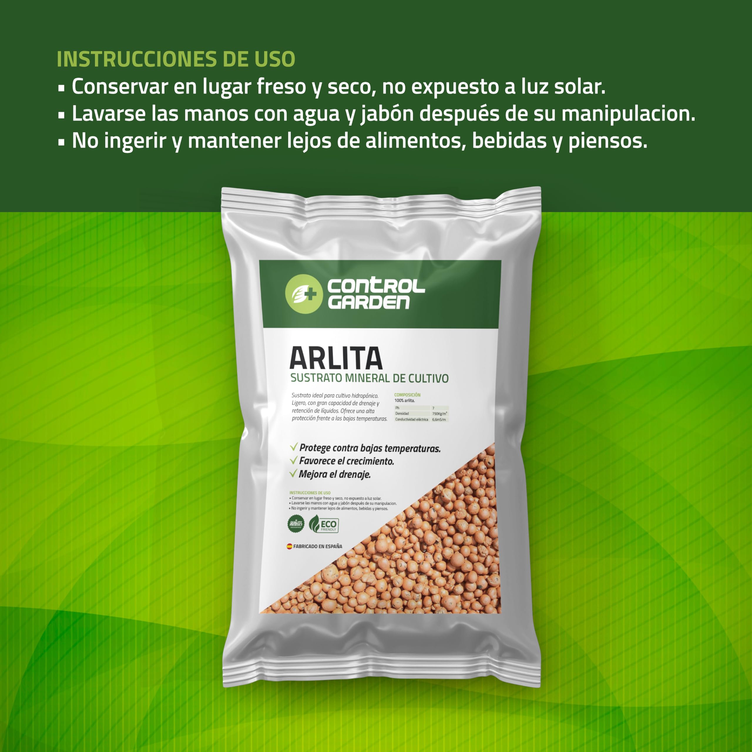 GROWMANIA.ES CONTROL GARDEN Pack Arlite 6L + Perlite 6L | Substrat pour plantes et cultures intérieur et extérieur | Fabriqué en Espagne