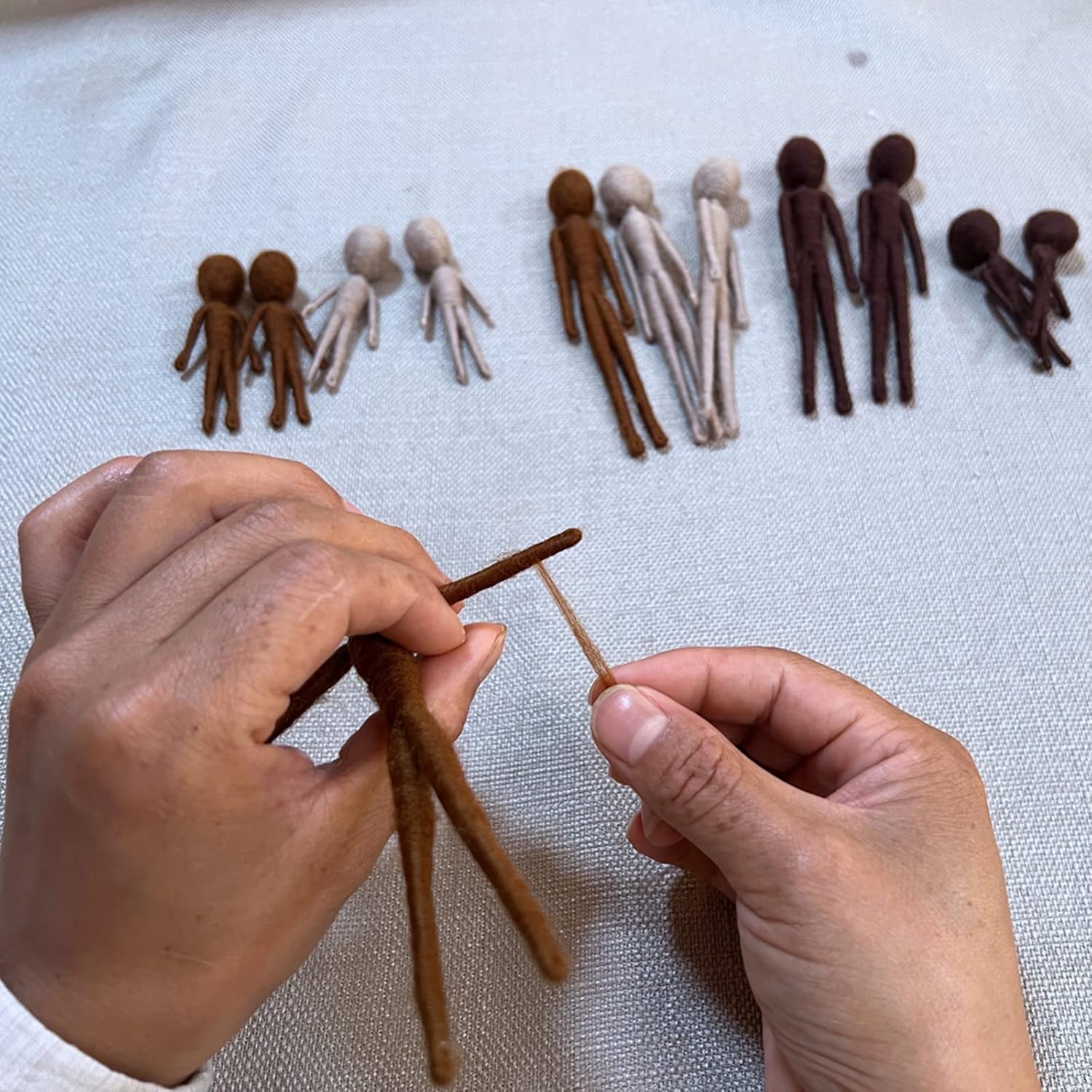 5 Pack Dark Brown Skin Tone Needle Felted Skeleton, Friendly for Beginner, Save Time for Designer 6 INCH Tall Pure Felting Wool Making
