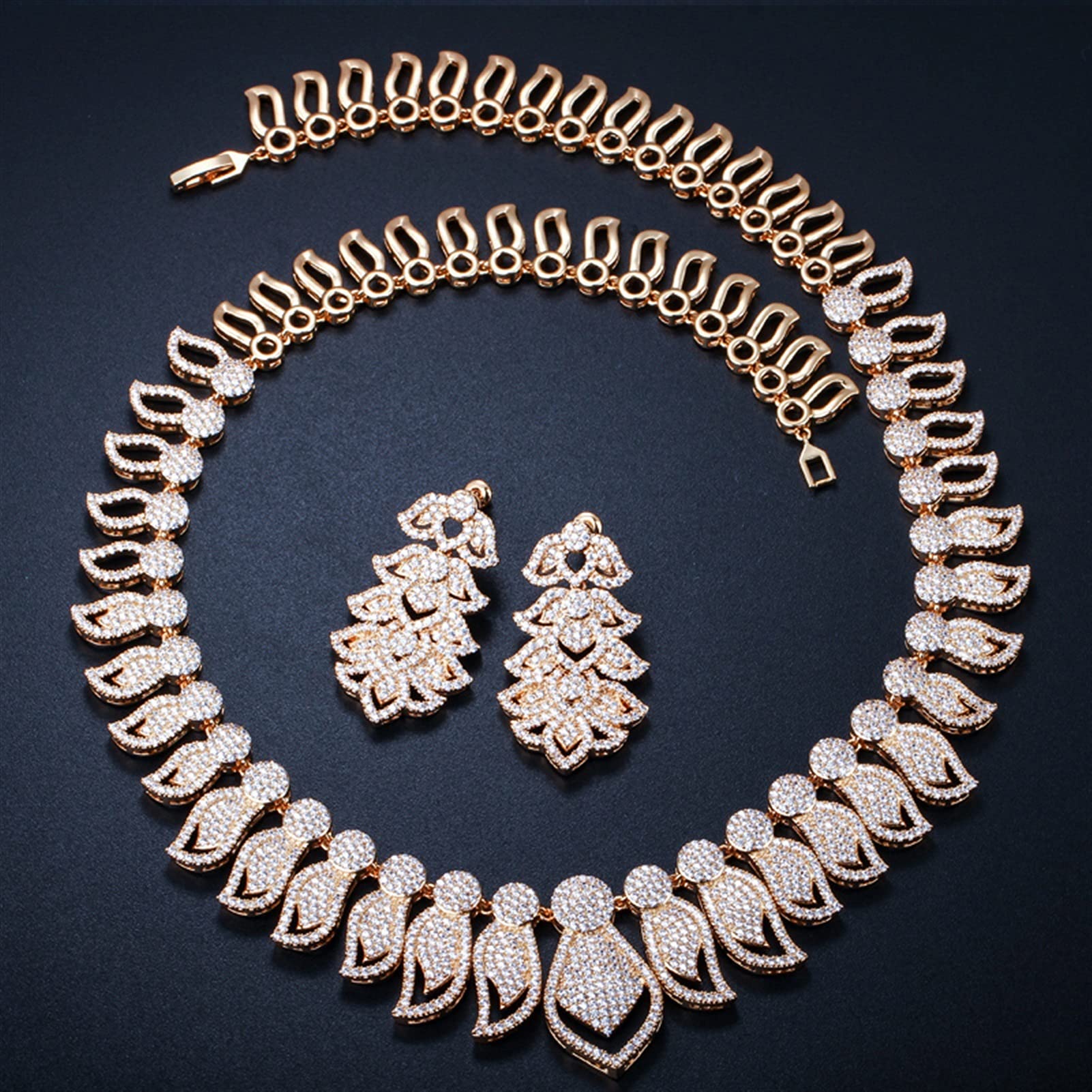 LYGXWJFC Set con Collana e Orecchini da Sposa con Gioielli cubici con Micro pavé