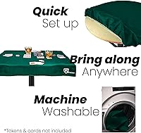 Vista 4 de Funda de fieltro para mesa de juego de cartas, póquer, mahjong, dominó, puente y juego de mesa, verde, 32 pulgadas