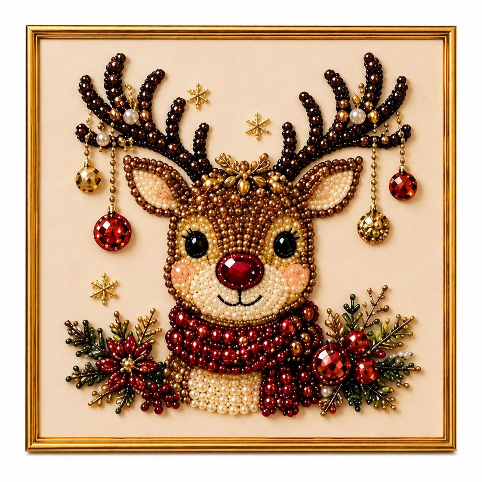 DIY Christmas Pearl Diamond Painting Kit with Frame, 3D Pearl Bead Art Craft for Adults & Beginners, Festive Gem Art for Christmas Home Wall Decor, Seasonal Craft Gift โ image 1
