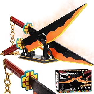 Jorumo Sword Building Set, 82in Double Blade Tengen Uzui Sword Building Block with Stand, Handmade Cosplay Anime Sword Toy Building Set for Collecting and Gifting 1478Pcs