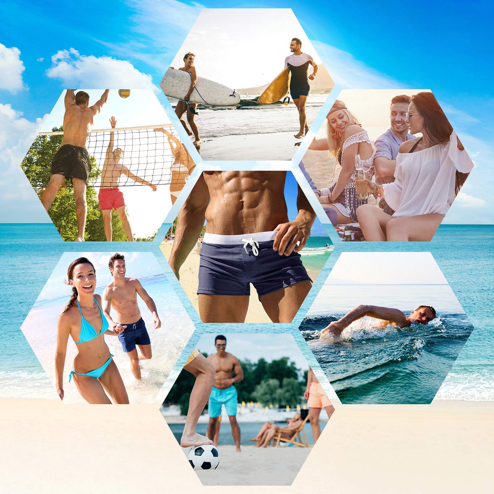 EDOTON Herren Badehose Jungen Bademode Sexy Badeshorts für Männer Schwimmhose mit Reißverschlusstasche Trainingsshorts Elastisch Verstellbar Mit Tunnelzug Badeshorts