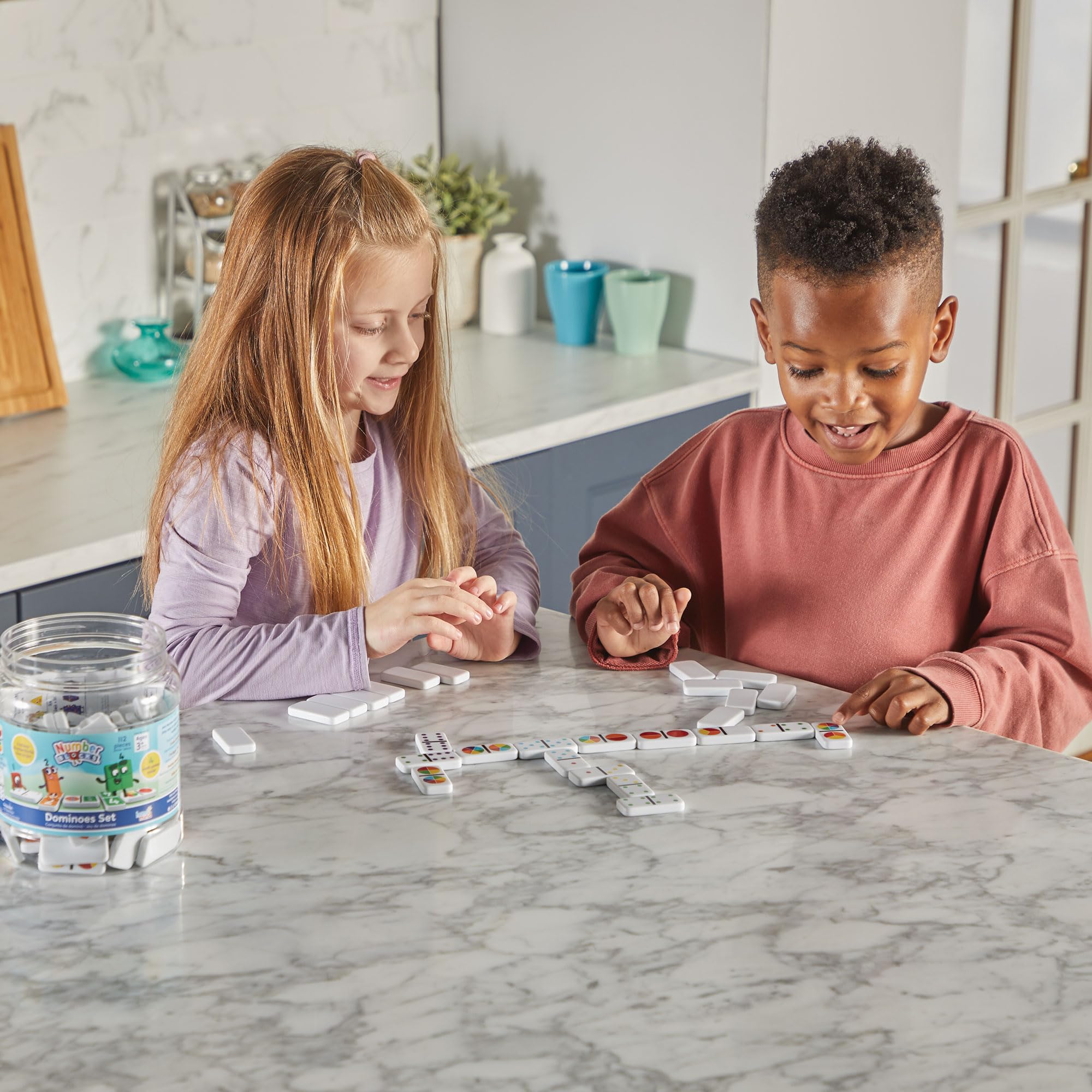 Learning Resources Numberblocks Dominós Reutilizables, 112 Dominós con Caja de Almacenamiento, Juego Educativo para Aprender los Números y Las Formas, Regalo para Niños y Niñas de 3, 4, 5+ Años