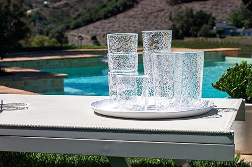 Miniatura 10 de Abode Homewares by TarHong Fizz Bubbles - Juego de 8 vasos de plástico de alta calidad, con 4 vasos jumbo y 4 vasos dobles antiguos, color azul