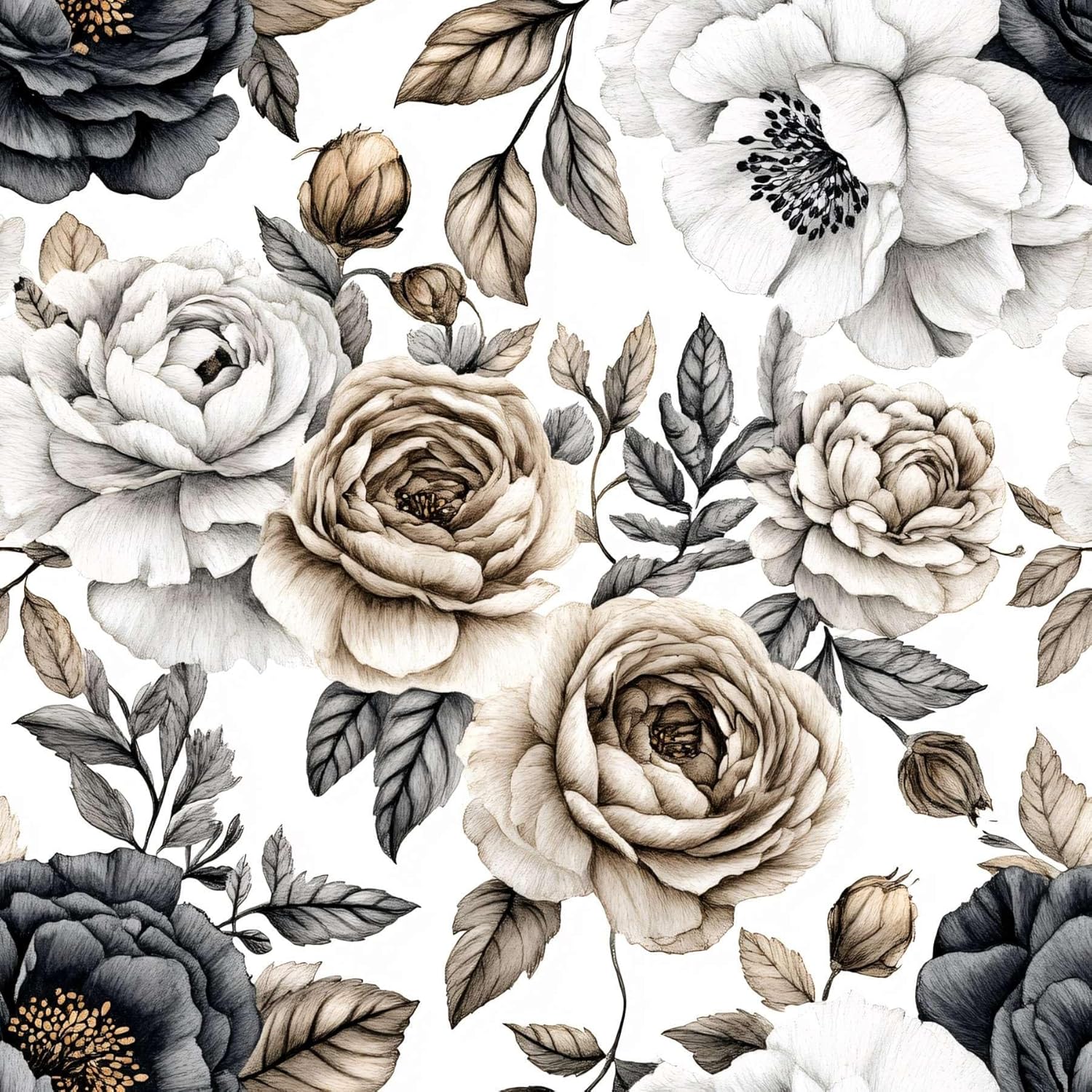 Vintage Floral Peel and Stick Wallpaper, Elegant Rose Botanical Wallpaper for Home Décor | Self Adhesive Vinyl 17.7in x 236in