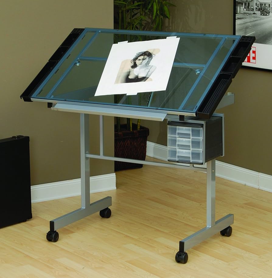 テーブル Clickhere2shop Offex Triflex Drawing Table, Sit To Stand Up