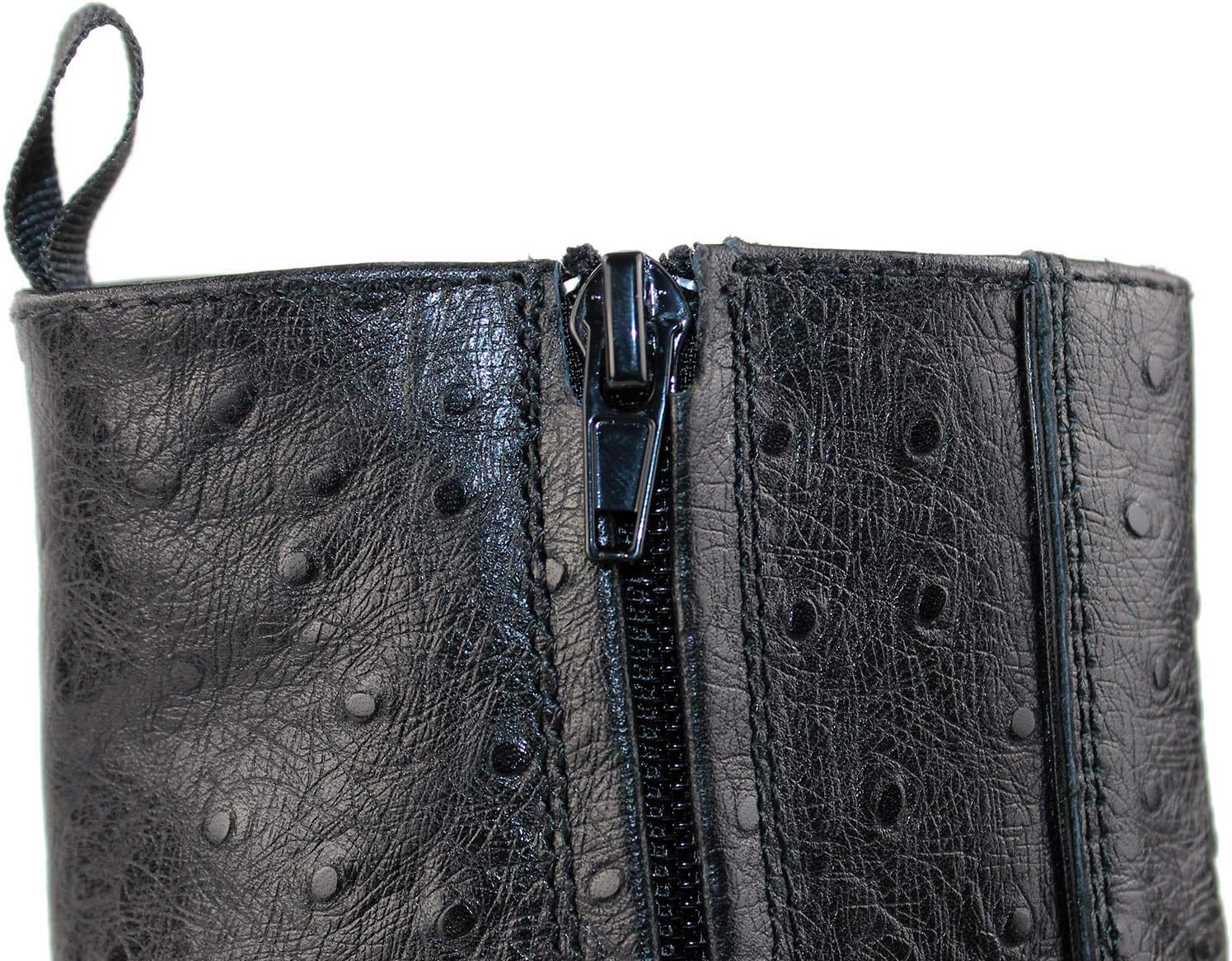 OSSTONE Men Chelsea Ankle Boots Leather Ostrich Print Western Cowboy Boots with Side Zipper Heel Dress Boots JY014 - Image 8