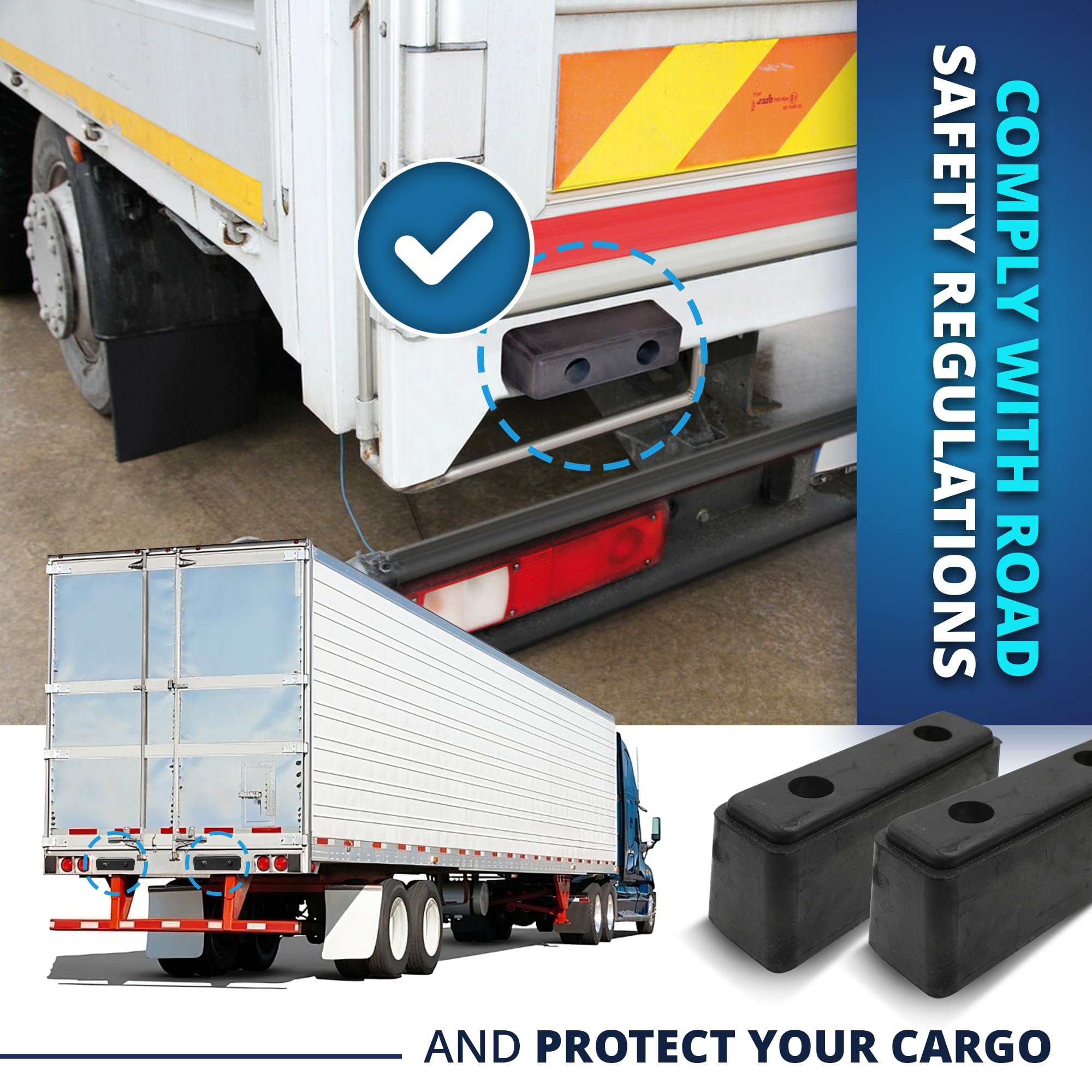 DOJA Barcelona | Tacos de Goma Camiones | Pack 2 | Topes de Goma para Camiones | 345x98x103mm | Caucho | Accesorio Camion | para Remolque, Accesorios Caravana, Tope Rueda Garaje, Estacionamiento