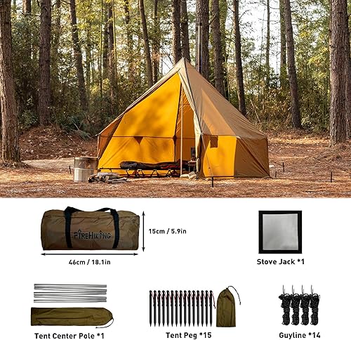 Miniatura 6 de FIREHIKING Camping Hot Tent with Stove Jack Yurt Tent Outdoor Wall Tent Teepee Tent with Snow Skirt