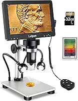Leipan Microscópio Digital LCD de 7 Polegadas, 1200X com Luzes Laterais Duplas, HD 1080p, Compatível com Windows/Mac OS, Inclui Cartão TF de 32 GB