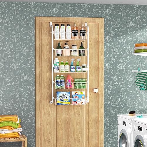 Miniatura 6 de Goovilla Organizador de despensa sobre la puerta, color blanco de 5 niveles