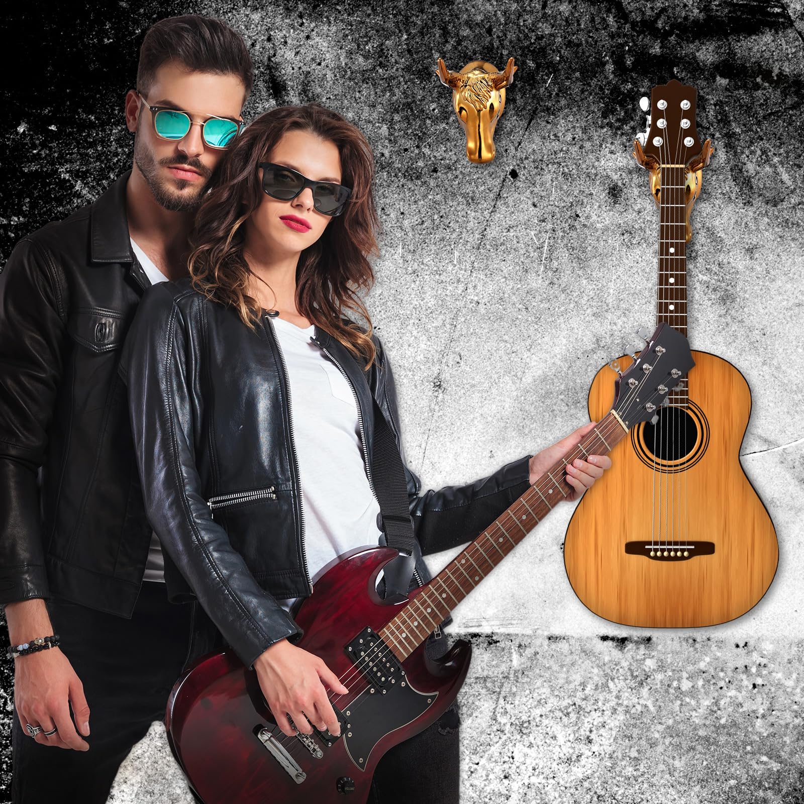 DoubleFill Soporte de pared para guitarra de toro, soporte de pared para guitarra, soporte de pared para guitarra, soporte de pared para guitarra, ukelele, soporte de pared para guitarra acústica