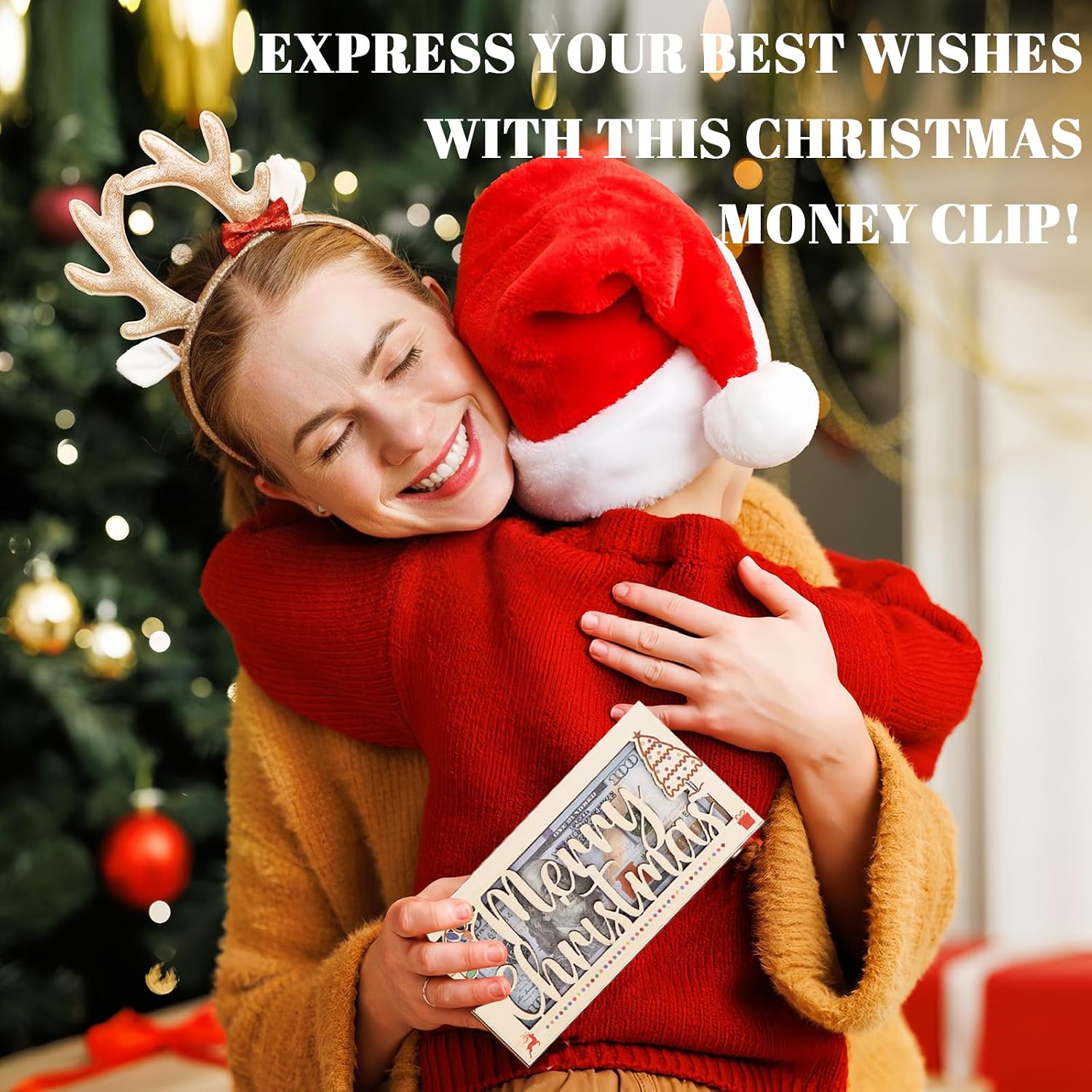 Unique Wooden Cash Envelope Money Wallet - Xmas Cash Holder for Christmas Party Gift image 4