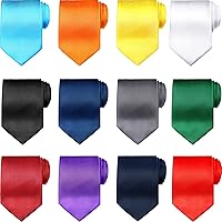 SATINIOR 12-Pack Boys Clip-On Ties - Solid Colors Pre-Tied Neckties with Elastic Strap for Kids School Uniforms & Graduation