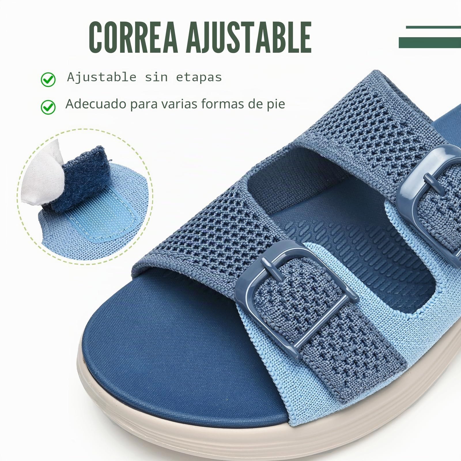 Sandalias Mujer Verano Comodas Ajustables con Soporte del Arco,Antideslizante Sandalias de Playa