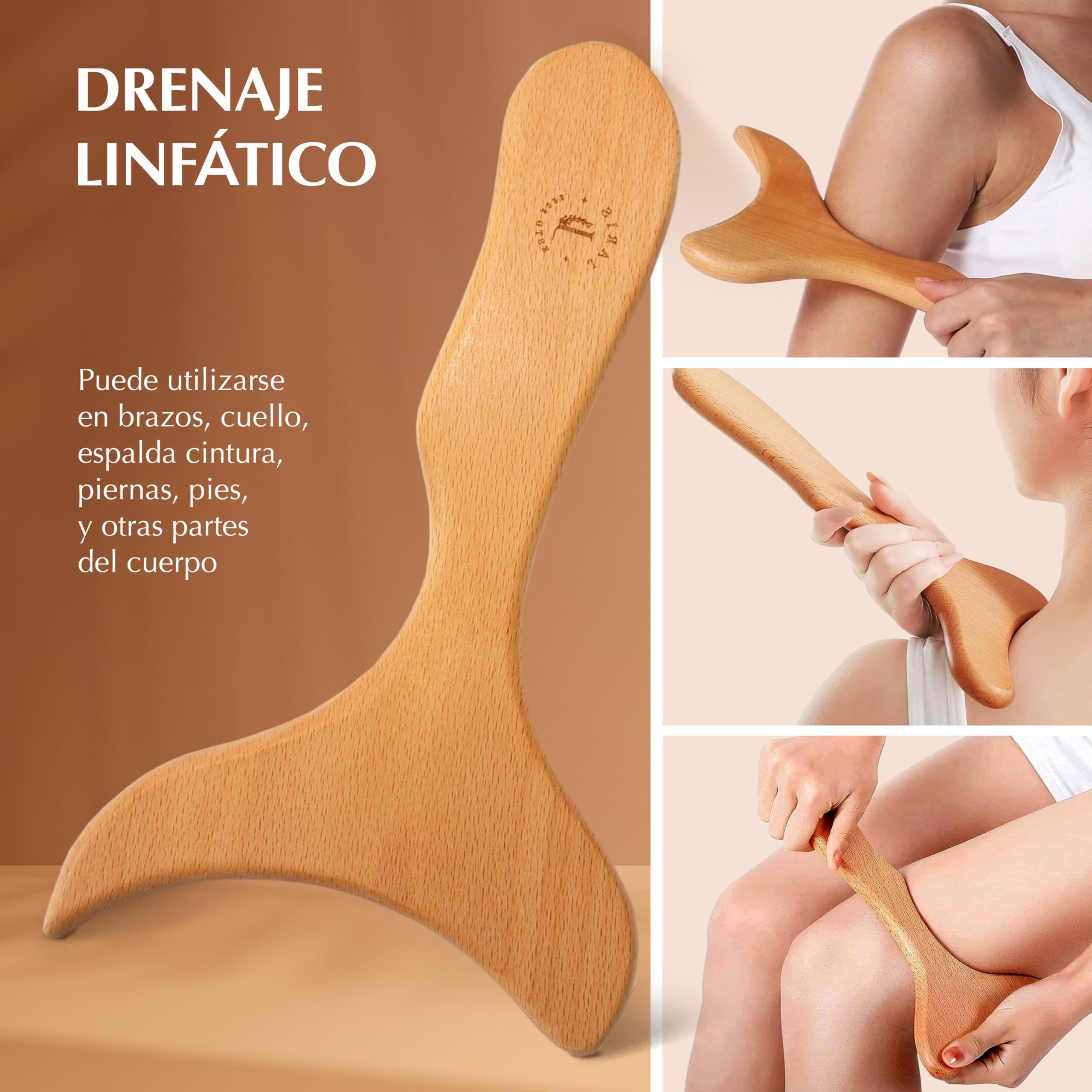 JARIS - Kit de Maderoterapia Corporal Profesional para Masajes - Maderoterapia Abdomen y Celulitis - Pack Maderoterapia con Instrucciones QR - Kit de Maderoterapia Ecofriendly