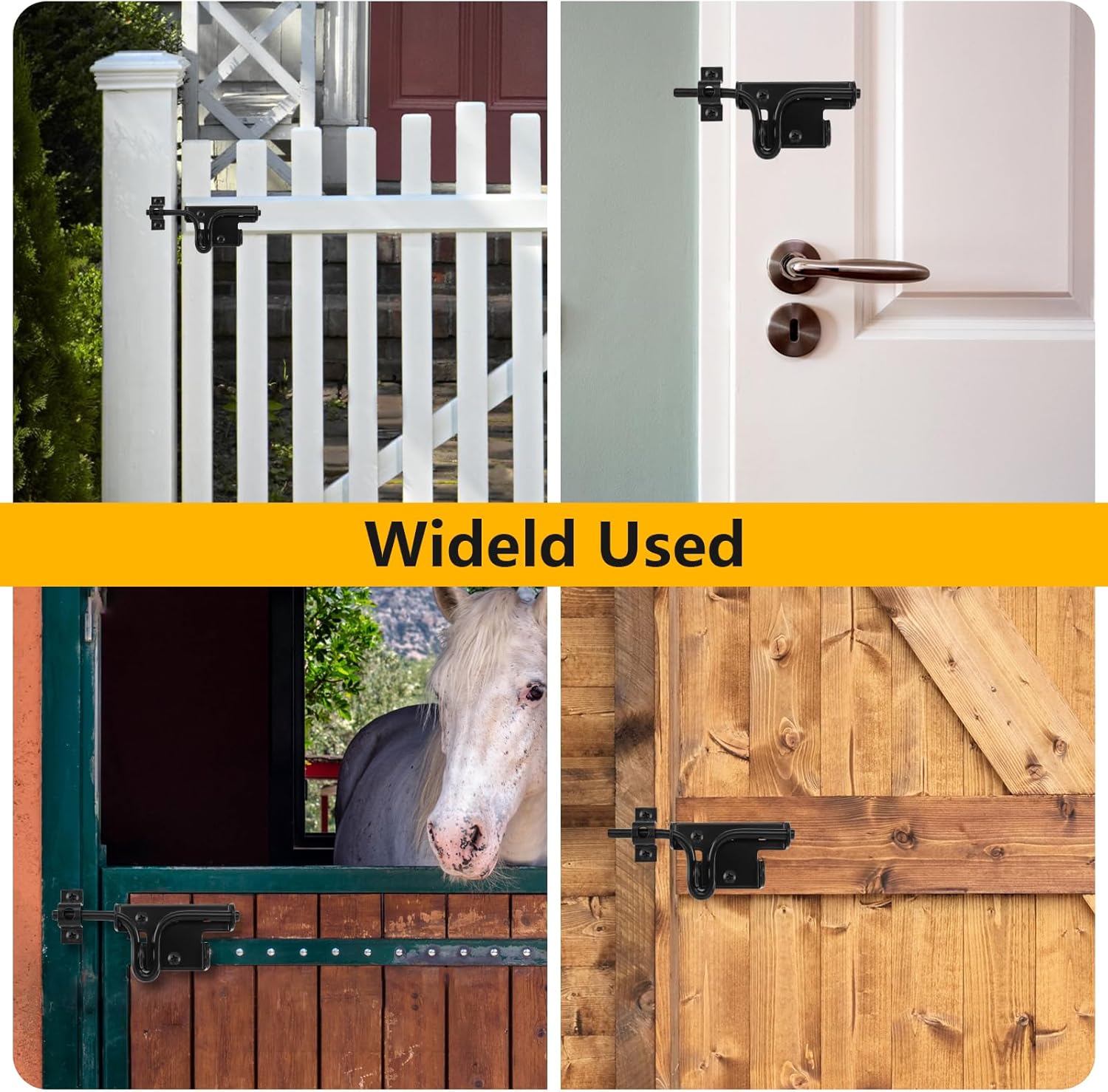 HOME MASTER HARDWARE 3-1/2 inch Heavy Duty T Hinge Gate Hinges 6-Pack + Slide Bolt Gate Latch