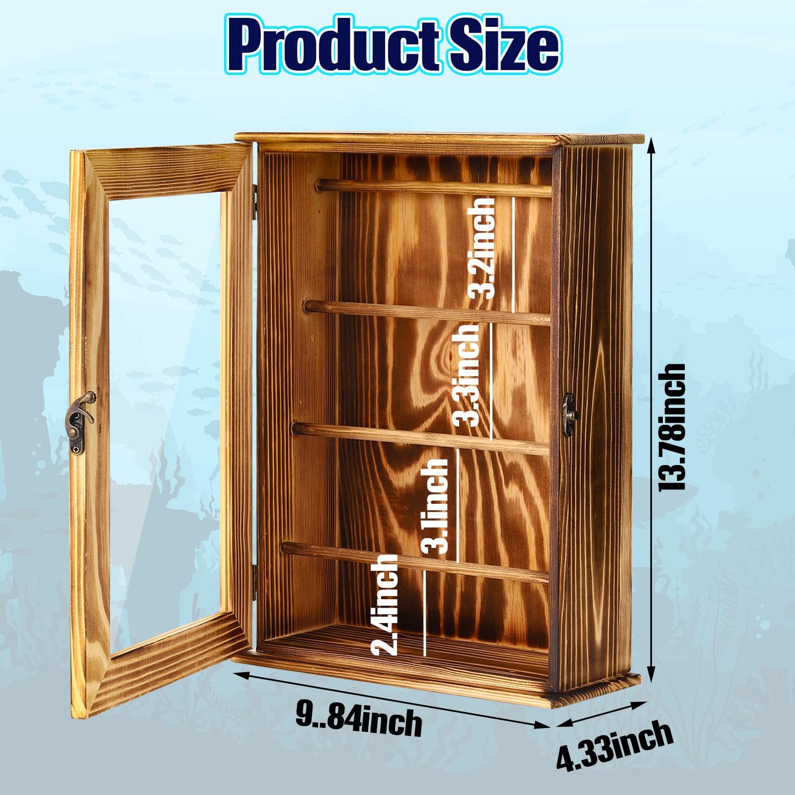 Amazon | 木製フィッシングルアーディスプレイケース 素朴なロック可能