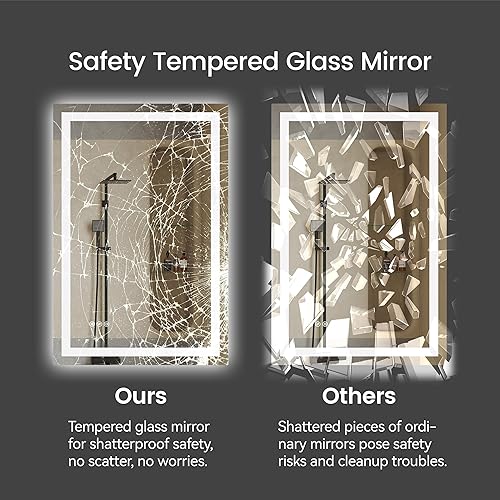 Miniatura 8 de Espejo de baño LED de 36 x 24 pulgadas, espejo retroiluminado para baño, degradado frontal y retroiluminado, 3 colores regulables, IP54 mejorado