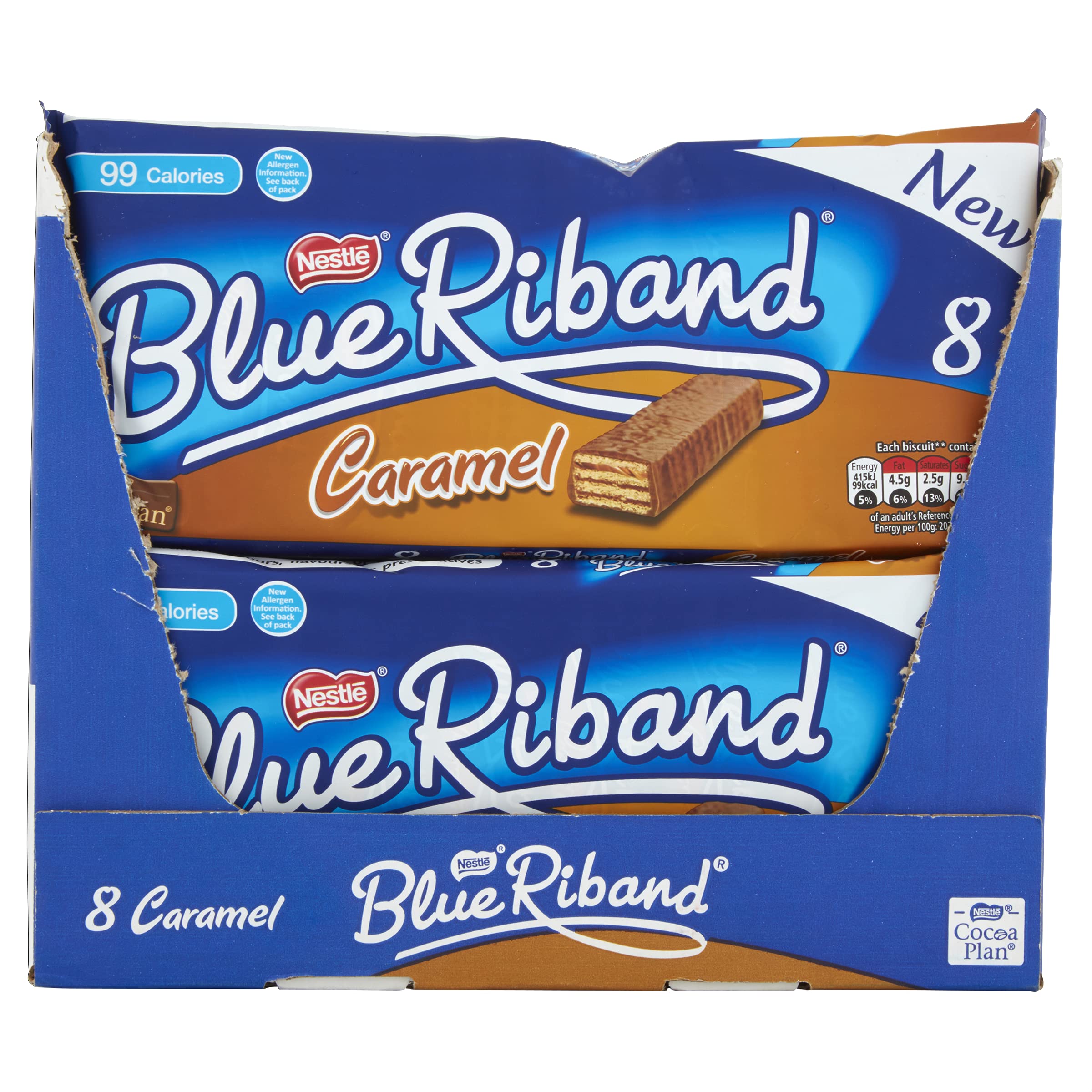 Blue Riban Chocolate Blue Riband Milk Chocolate Caramel Wafer Biscuit Bar Multipack 8 ...