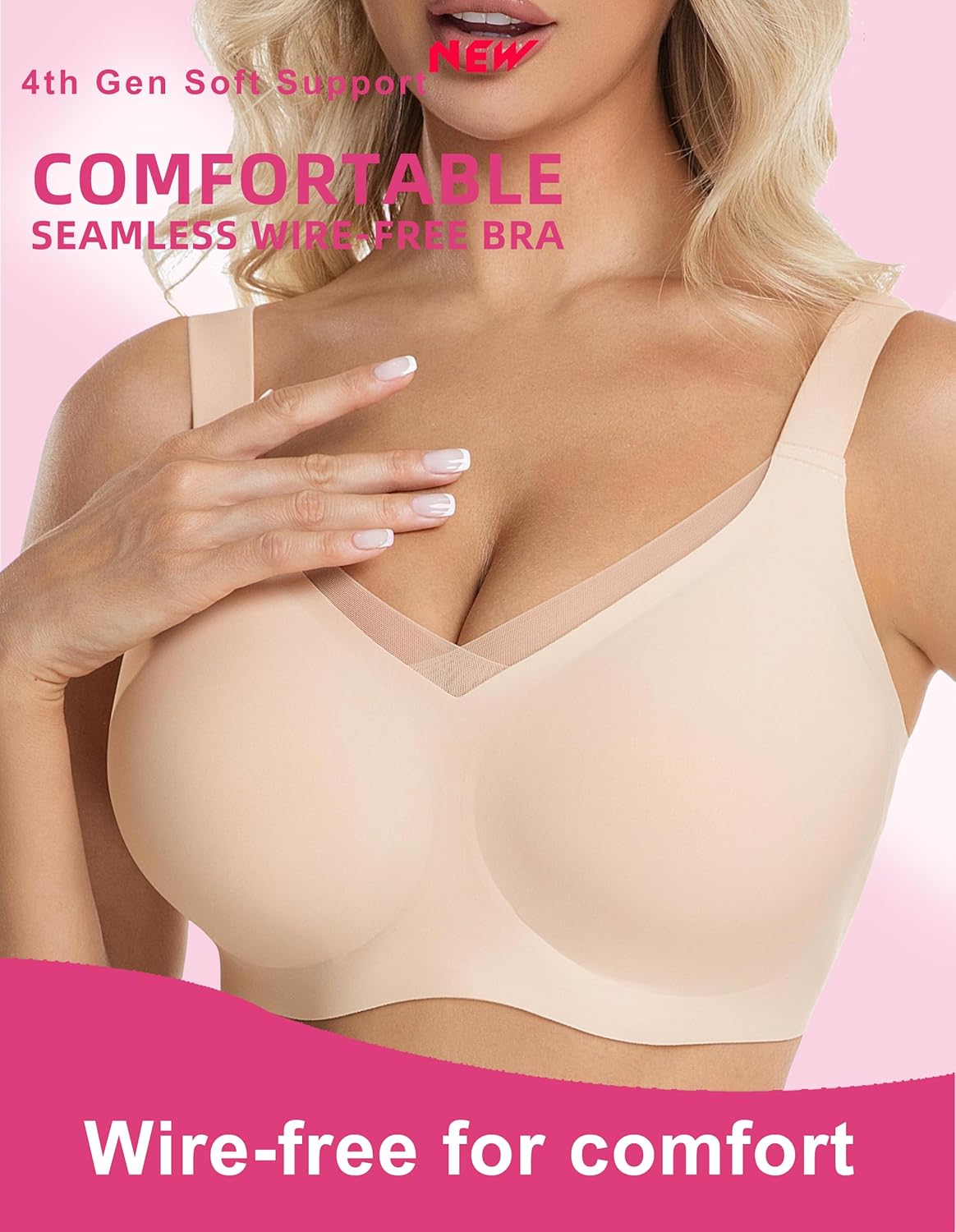 Jelly Bras for Women - Wireless Push Up Bra No Underwire, Plus Size Bralette for Older Women-Sports Minimizer Comfort Support - Image 2