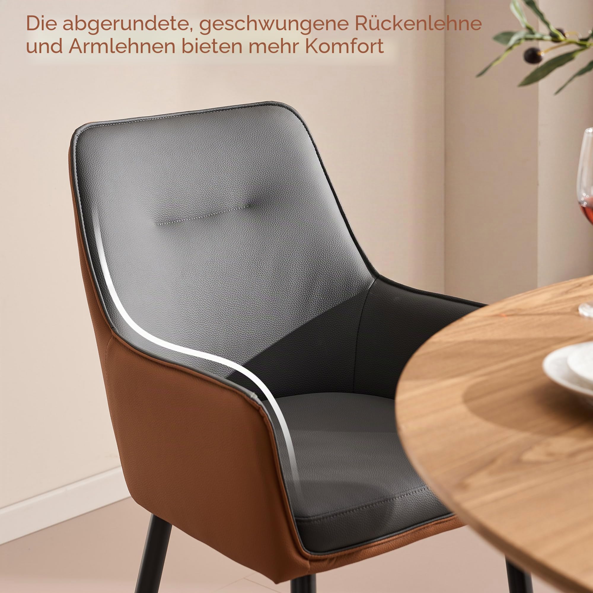 CLIPOP Esszimmerstuhl drehbar, 360° Drehstuhl mit Federgestütztes Sitzpolster, Küchenstuhl, Sessel,Polsterstuhl mit Armlehnen, bis 150 kg belastbar, Stahlbeine, für Esszimmer Küche