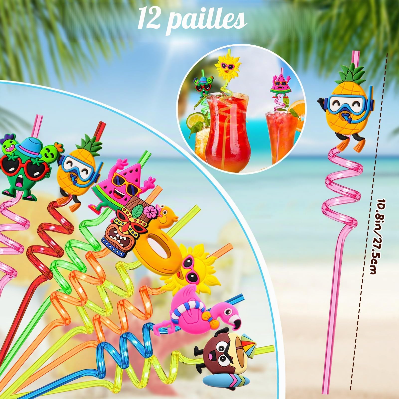 Été Piscine Fête Goodies Anniversaire Enfant Paille Plastique Porte Clef Stickers Sachet Bonbon Bracelet Caoutchouc Jeux De Piscine Fête Hawaïenne Sac Cadeau Anniversaire