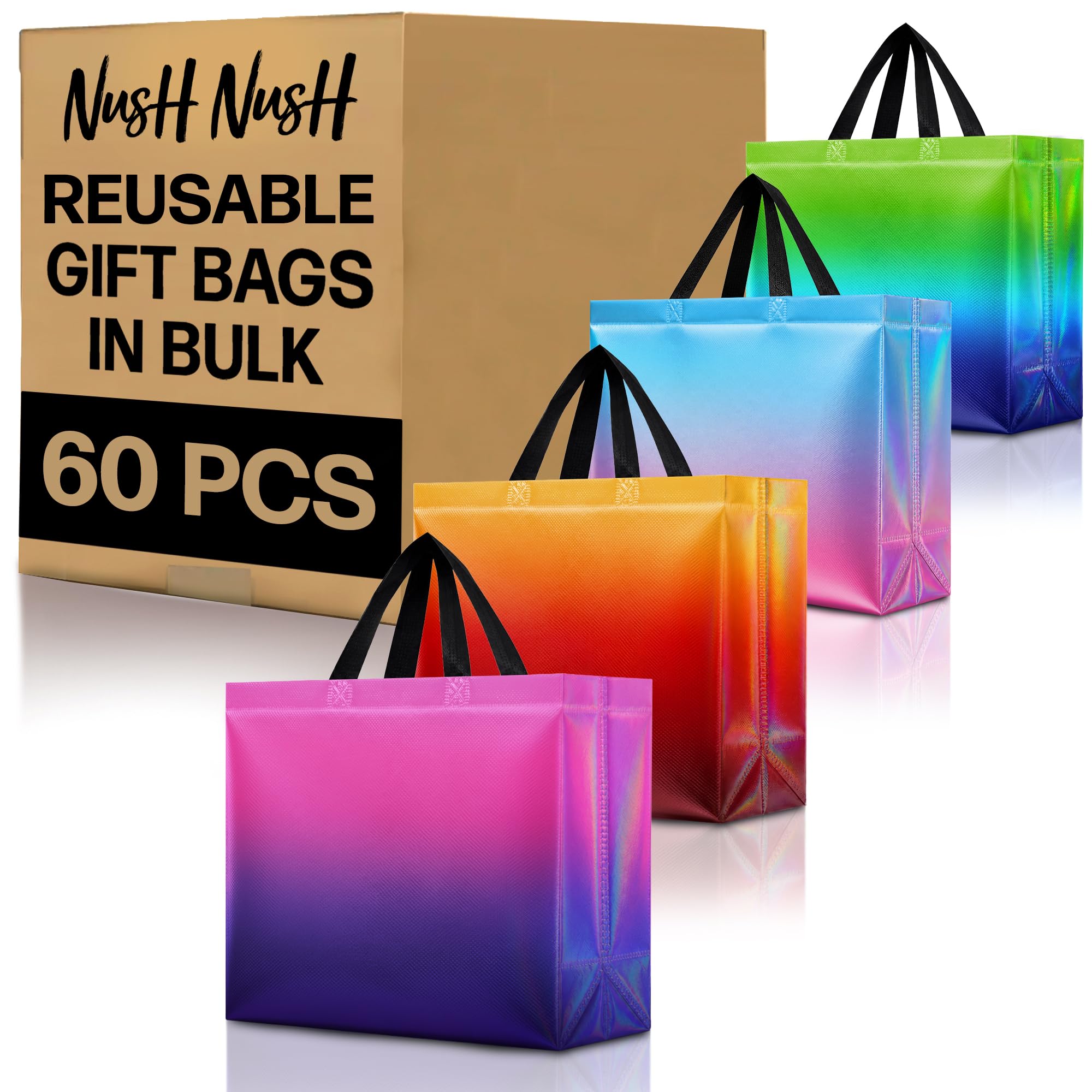 Nush Nush Lot de 60 sacs cadeaux réutilisables Rise - 2026 - Mélange de rose - Taille L