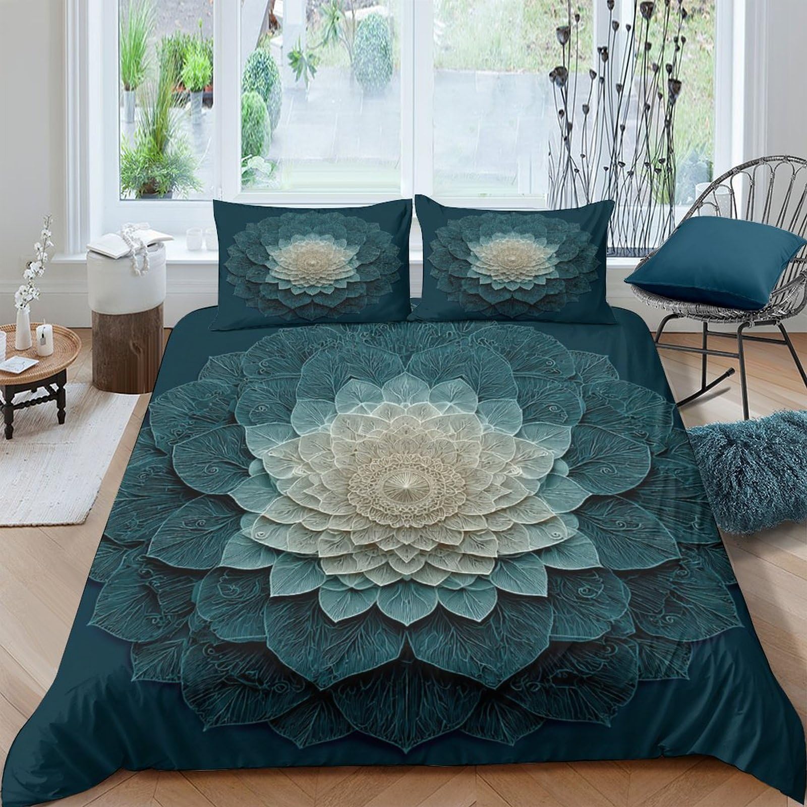 Ctjqhvkz Style-10 3D Printed Lotus Blossom Fitted Sheet Microfiber Soft Mattress Cover For Bedroom Dorm Decoration, Dustproof Washable Single（135X200cm）