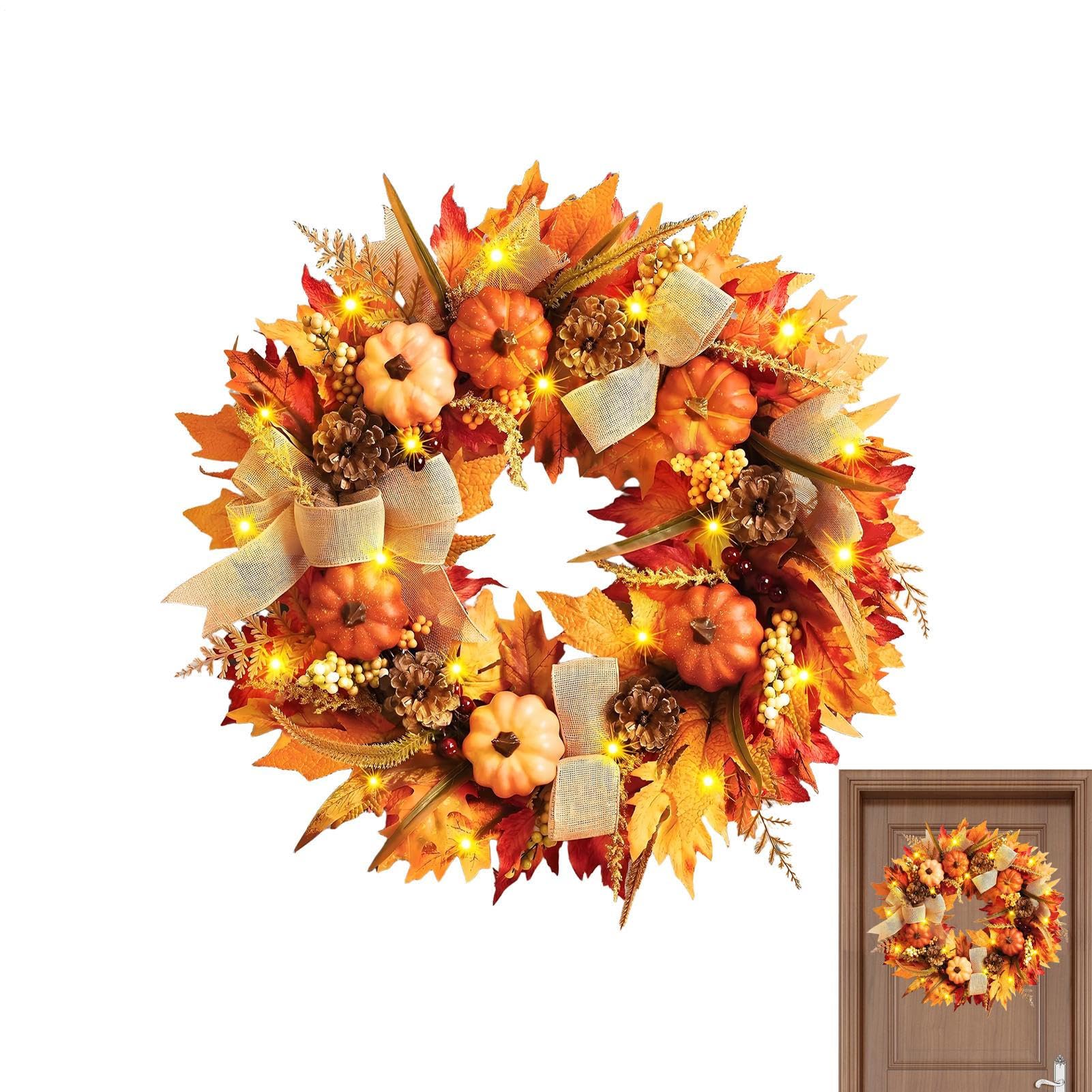Ghirlanda autunnale raccolto foglie d'acero bacche 45 cm