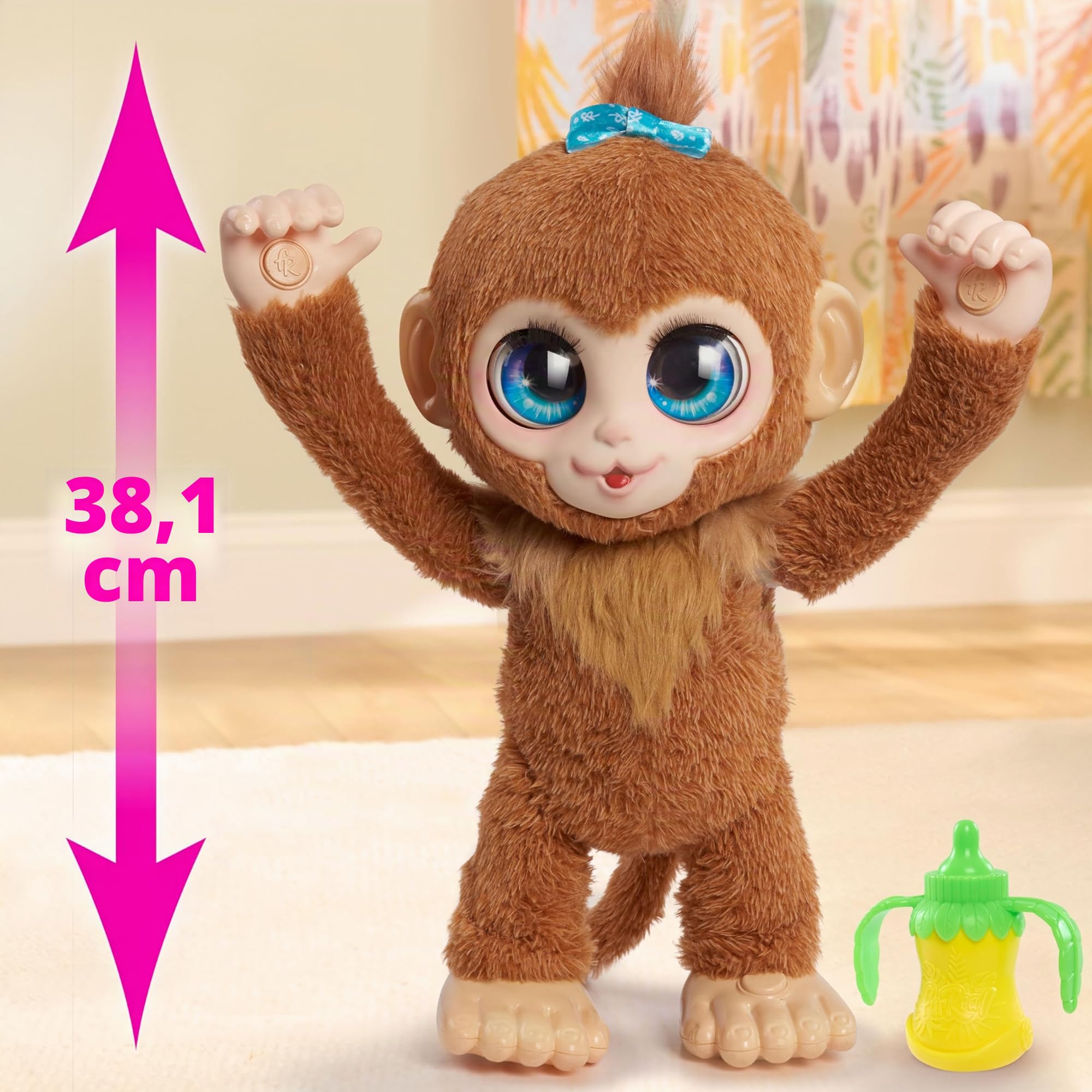 Just Play Mono de Peluche Interactivo Peanut The Playful Monkey de furReal, de 20 cm, con Sonidos, Juguetes para niños a Partir de 4 años