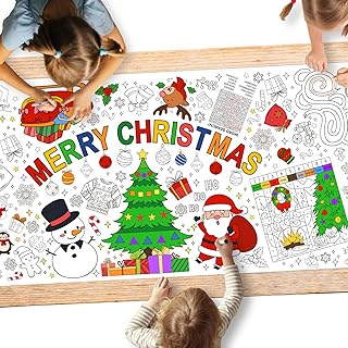 Gatherfun 31.5×72 in Merry Christmas Coloring Activity Poster and Table Cover