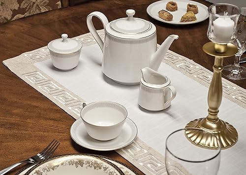 Miniatura 3 de Elegante camino de mesa largo con tonos neutros de tierra griega, bufanda de tocador (15 pulgadas de ancho x 70 largo)