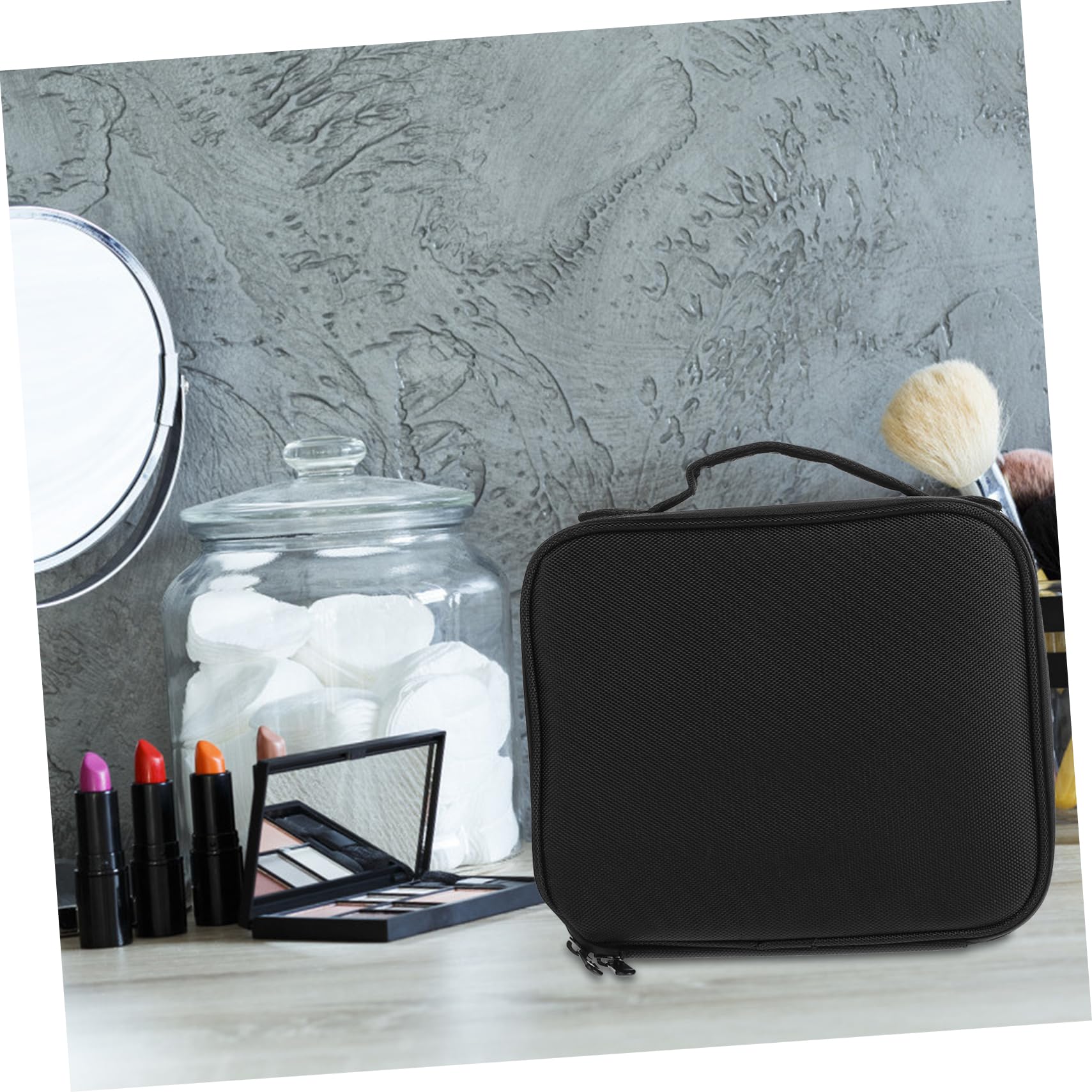 Trousse de Maquillage de Voyage Multi-Couches Poignée Noire