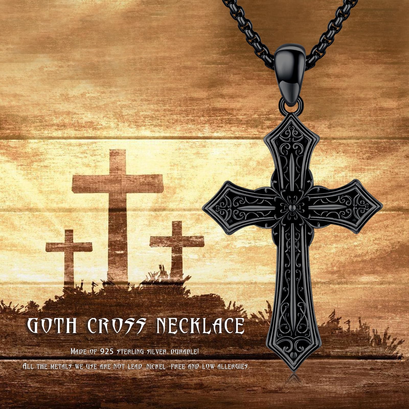 Suiknsn /Crucifix/Celtic Cross/Virgin Mary/Heart/Flower Cross Necklace for Men Women 925 Sterling Silver Unisex Cross Pendant Christian Jewelry Christmas Gifts