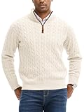 Men's Quarter Zip Pullover Sweaters Cable Knit Texture Slim Fit Mock Neck Sweaters