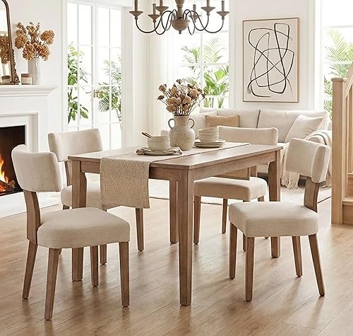 Miniatura 6 de Juego de 6 sillas de comedor modernas de mediados de siglo Shunzhi, sillas tapizadas de madera para comedor, sillas de cocina estilo granja, sillas